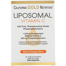 Load image into Gallery viewer, California Gold Nutrition, Liposomal Vitamin C, Natural Orange Flavor, 1000 mg, 30 Packets, 0.2 oz (5.7 ml) Each
