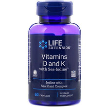 Load image into Gallery viewer, Life Extension, Vitamins D and K with Sea-Iodine, 60 Capsules
